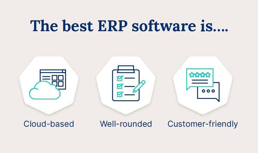 graphic stating the best factors of ERP software