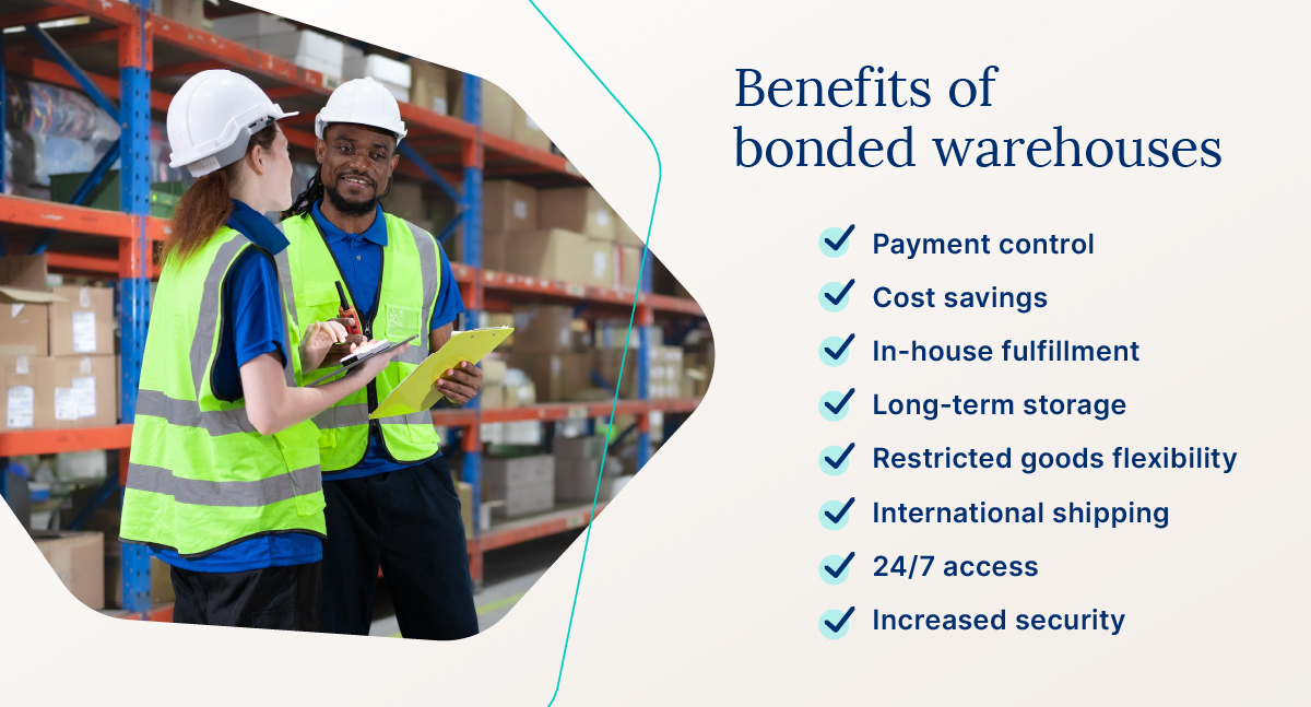 graphic showing the benefits of bonded warehouses